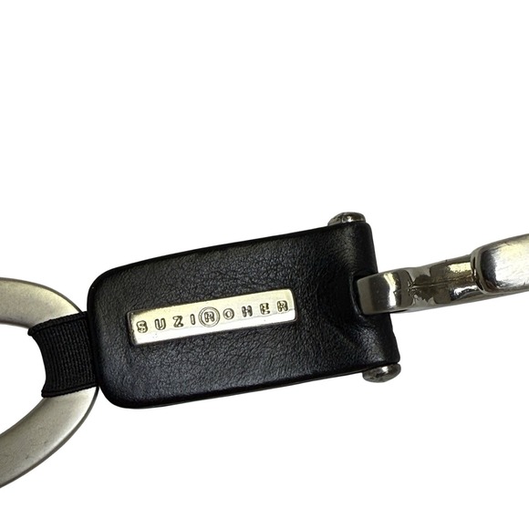 Vintage Suzi Roher Women's Medium Black Metal O-Ring Belt Leather & Elastic 36 - Picture 4 of 7